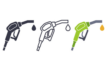 3 different styles of gas station gun image. refueling a car.