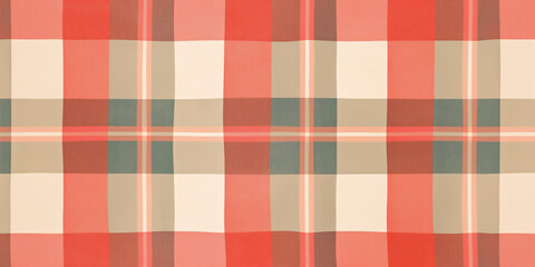 Red Beige Grey Plaid Pattern