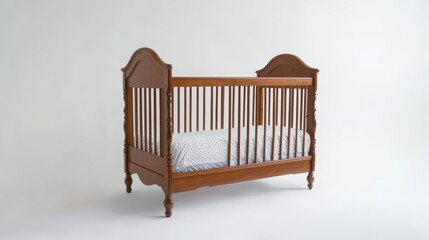 Isolated image of a baby crib on a white background, ideal for promoting nursery furniture.