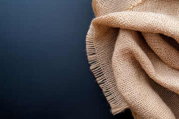 Rustic Burlap Fabric Drape On Dark Glittery Background