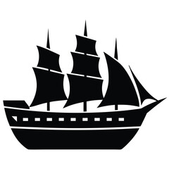 a ship silhouette illustration on white background