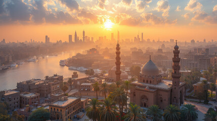 Obraz premium One of the most beautiful and captivating sunsets in Egypt.