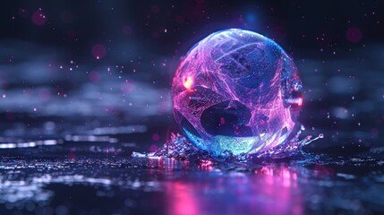 Futuristic planet hologram in digital diagram showcasing global fintech innovations and trends