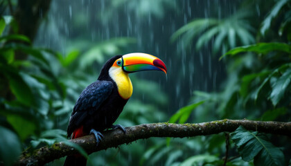 Obraz premium A colorful keel billed toucan photographed in Costa Rica