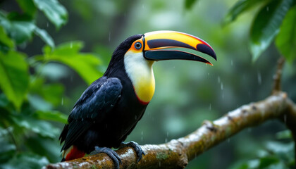 Fototapeta premium A colorful keel billed toucan photographed in Costa Rica