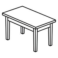 wooden table isolated vector art on white background