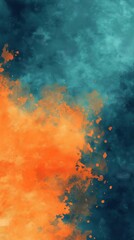 Vibrant teal and orange abstract texture with bold artistic splashes