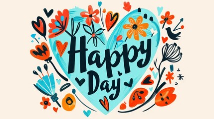 Colorful Heart Illustration With Joyful Happy Day Message Celebrating Innocence and Creativity. Generative AI