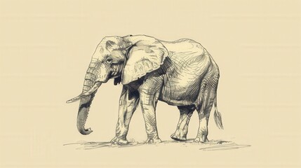 Fototapeta premium Majestic Elephant Sketched With Intricate Details Showcasing Its Powerful Form and Timeless Elegance in a Classic Style. Generative AI