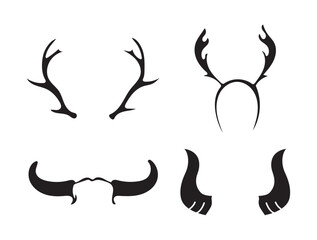 Four stylized silhouettes of antlers and horns, perfect for graphic design, logos, or crafting projects