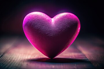 Obraz premium Pink Heart Silhouette Dark Background AI Photo