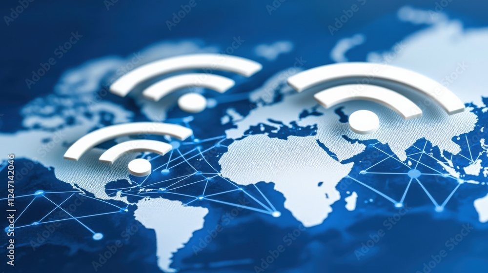 Poster global wireless connectivity enhancing communication through technology digital map visualization mo