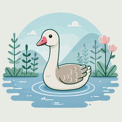 vector illustration of a swan