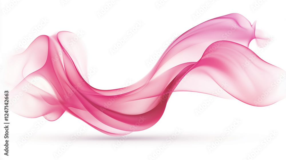 Poster abstract pink flowing wave design on a white background, symbolizing smooth motion, elegance, and mo