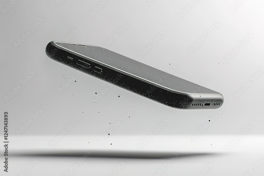 Aufkleber sleek smartphone floating in a pristine white space highlighting modern design and technological adv