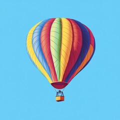 Naklejka premium Colorful Hot Air Balloon Soaring Through a Clear Blue Sky