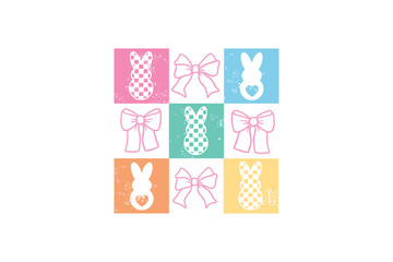 Easter Retro Bunny Coquette SVG T Shirt Design