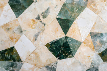 Abstract background with green and beige marble pattern, acrylic painting