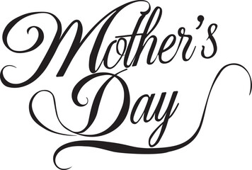 "Mother's Day" elegant handwritten lettering. Modern calligraphy. Vector illustration. Inscription in black ink. For design of greeting cards or posters.