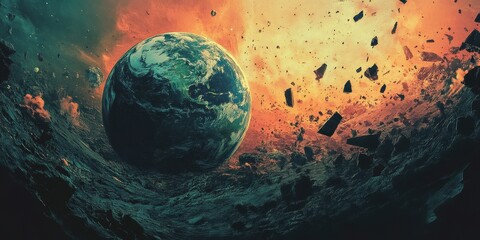 Planet Earth Undergoing Catastrophic Destruction
