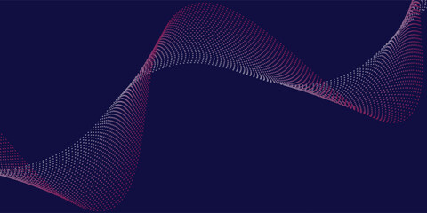 Fototapeta premium Abstract glowing wave lines on dark blue background. Dynamic wave pattern. Modern flowing wavy lines. Futuristic technology concept. Suit for banner, poster, cover, brochure, flyer, website