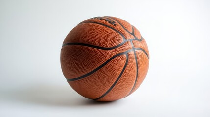 Fototapeta premium image of a basketball isolated on a clean white surface, perfect for promoting sports gear.