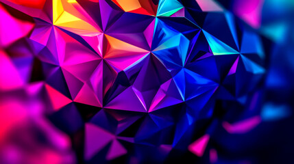 Obraz premium Vibrant geometric shapes dynamically interweaving, creating bold abstract design with sharp angles and intense color palette, expressing artistic energy