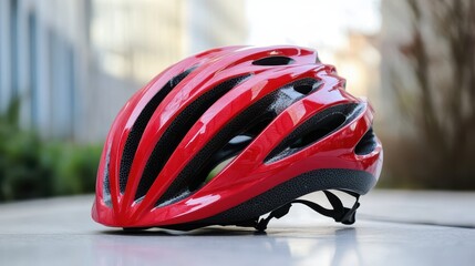 A single cycling helmet on a white surface, ideal for promoting cycling gear or outdoor activities.