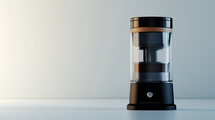 image of a coffee grinder on a clean white surface, ideal for promoting coffee or kitchen gadgets.