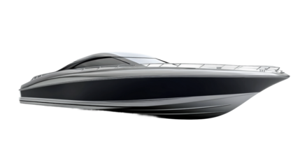 Speeding powerboat racing on open waters coastal environment dynamic isolated on transparent background