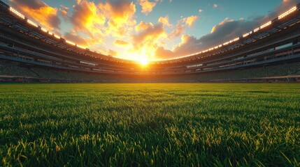 Sunset Stadium Lush Field, Crowd, Event