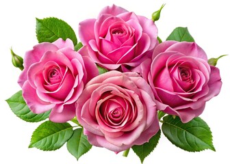 Fototapeta premium Pink Roses on White, Clipping Path, AI Photography
