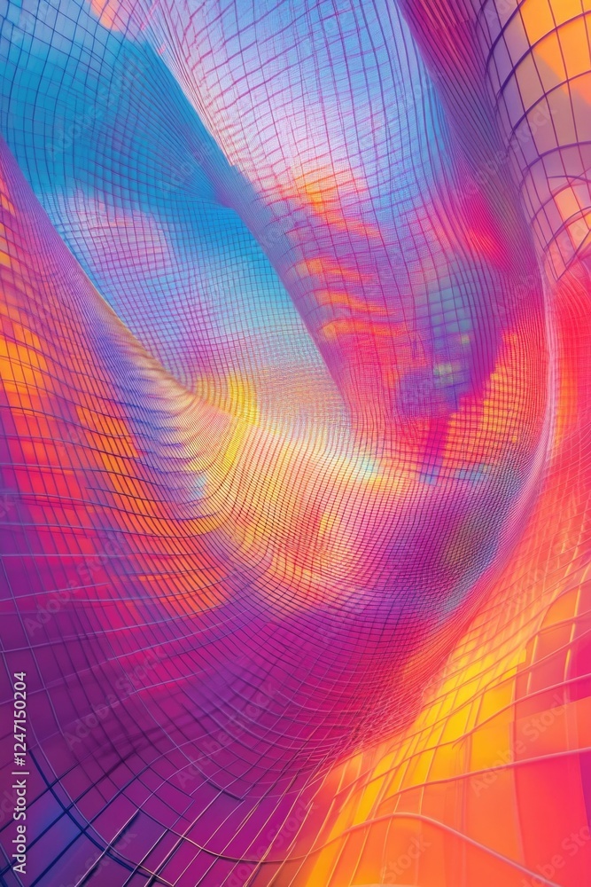 Poster the image is a vibrant abstract piece featuring high-contrast colors and complex fractal patterns. t