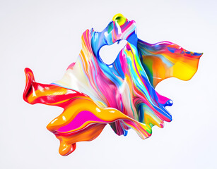 Fototapeta premium Colorful paint splashes on a white background, a rainbow-colored splash painting. A color explosion concept