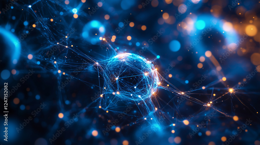 Poster Entangled photon visualization shows quantum dynamics and interactions