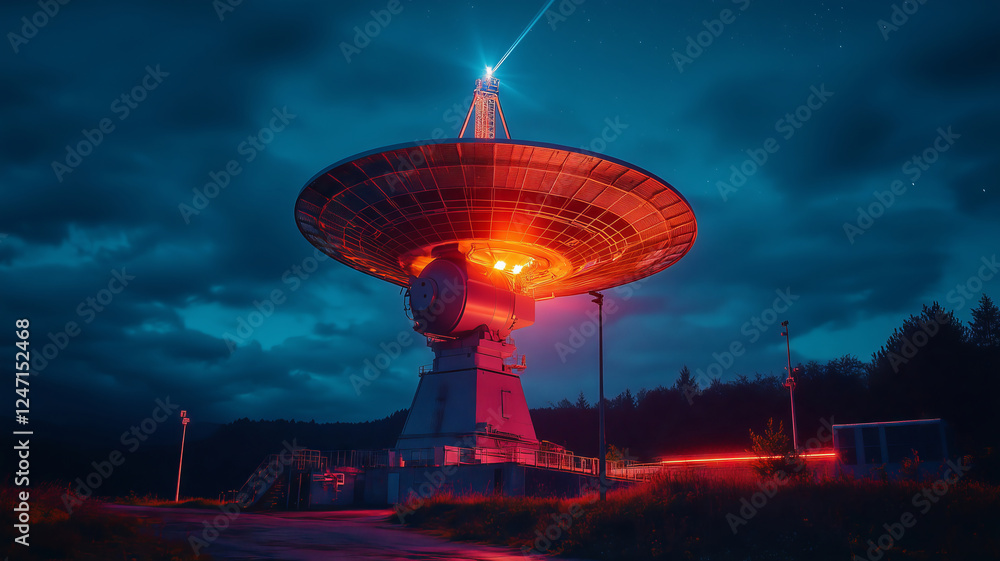 Aufkleber nighttime ground-based quantum communication station with advanced tech