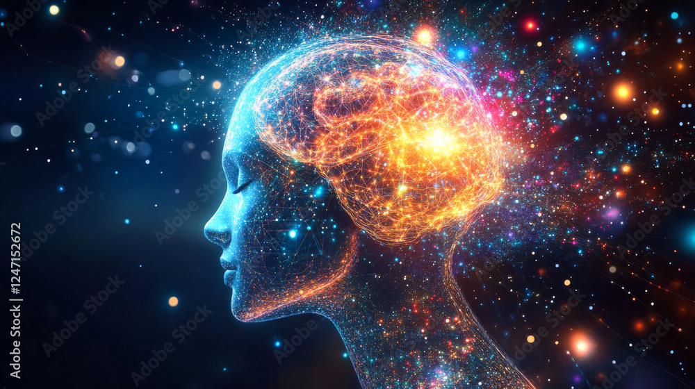 Poster a digital background designed for technological processes, neural networks, artificial intelligence,
