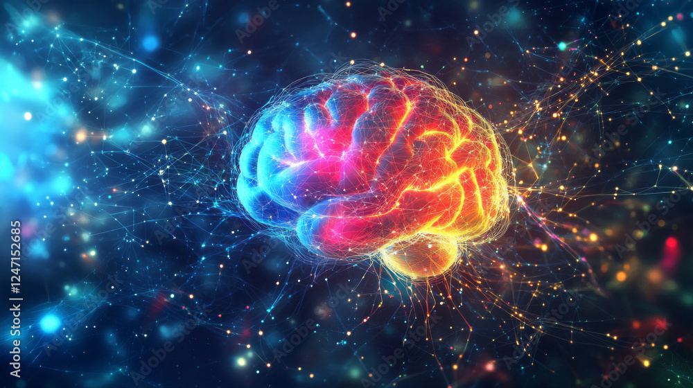 Poster a digital background designed for technological processes, neural networks, artificial intelligence,