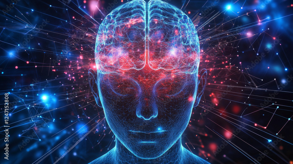 Aufkleber a digital background designed for technological processes, neural networks, artificial intelligence,