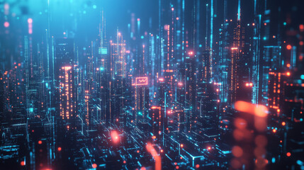 Obraz premium A visualization of artificial intelligence, machine learning, deep learning, modern computing technologies, and the Internet of Things