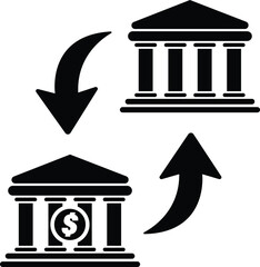 Bank Transfer icon, Money Transfer icon, Financial Transaction, Interbank Transfer, Fund Transfer icon.
