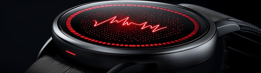 Fototapeta premium Smartwatch displaying heart rate, dark background