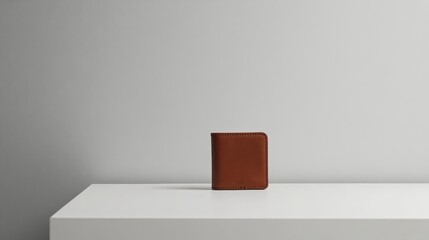 A single leather wallet on a clean white surface, ideal for promoting men s fashion accessories.