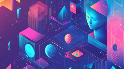 The concept of AI-generated content, featuring an artificial intelligence-powered tool that assists a user in tasks like graphic design