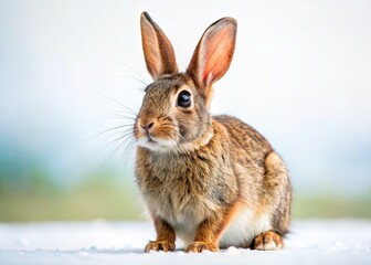 Fototapeta premium Rabbit on White Background Landscape Photography