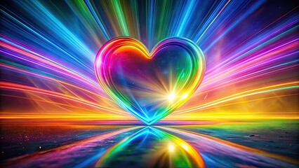 Obraz premium Rainbow Heart Long Exposure, Bright Light, Colorful Background