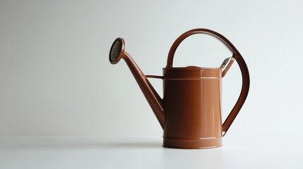 Close-up of a watering can isolated on a clean white surface, perfect for promoting outdoor gardening tools.