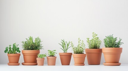 A single set of flower pots isolated on a white surface, ideal for promoting home gardening accessories.