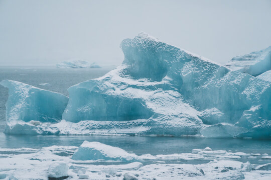 Sculpted by Nature &ndash; Massive Icebergs Floating in a Frozen Landscape