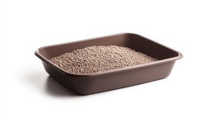 Isolated image of a cat litter box on a white background, perfect for promoting pet hygiene products.